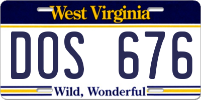WV license plate DOS676