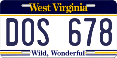 WV license plate DOS678