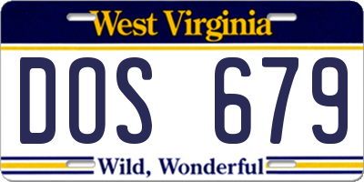 WV license plate DOS679