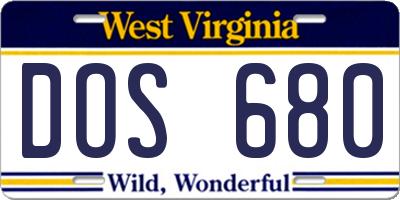 WV license plate DOS680