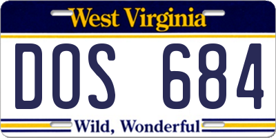 WV license plate DOS684