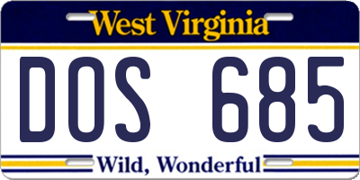 WV license plate DOS685