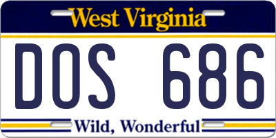 WV license plate DOS686