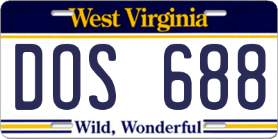 WV license plate DOS688