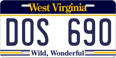 WV license plate DOS690