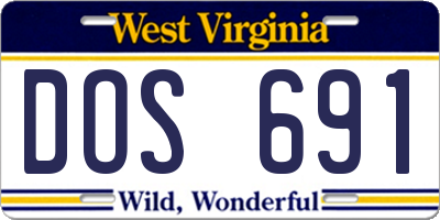 WV license plate DOS691