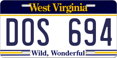 WV license plate DOS694
