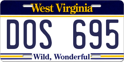 WV license plate DOS695