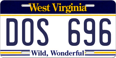 WV license plate DOS696
