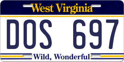 WV license plate DOS697