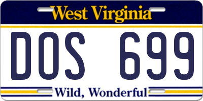 WV license plate DOS699
