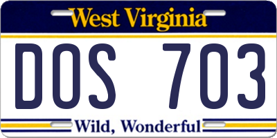 WV license plate DOS703