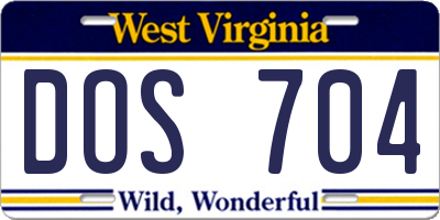 WV license plate DOS704