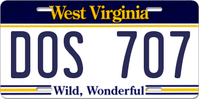 WV license plate DOS707