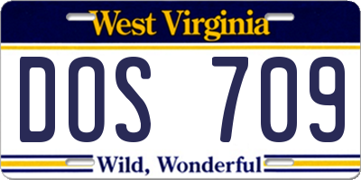 WV license plate DOS709