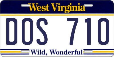 WV license plate DOS710