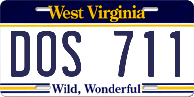 WV license plate DOS711