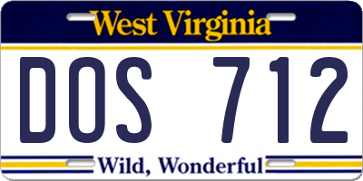 WV license plate DOS712