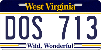 WV license plate DOS713