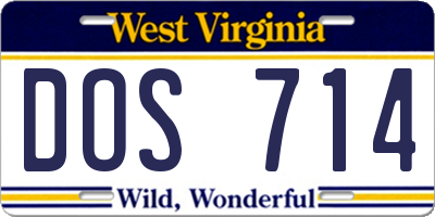 WV license plate DOS714