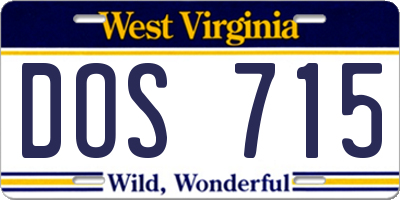 WV license plate DOS715