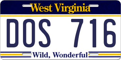 WV license plate DOS716
