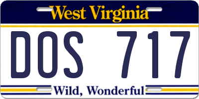 WV license plate DOS717