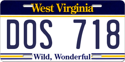 WV license plate DOS718