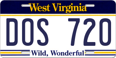 WV license plate DOS720