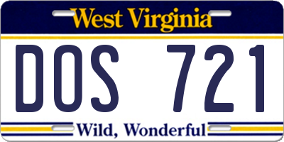 WV license plate DOS721