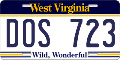 WV license plate DOS723