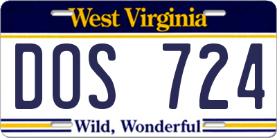 WV license plate DOS724