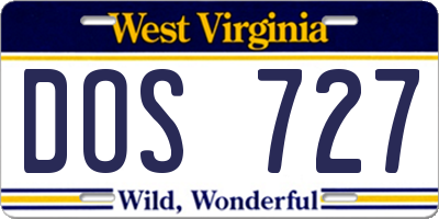 WV license plate DOS727