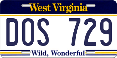 WV license plate DOS729