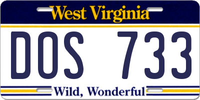 WV license plate DOS733