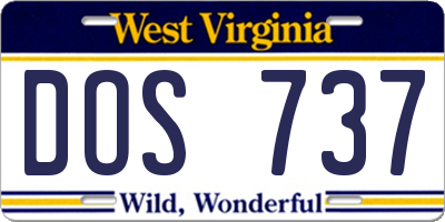 WV license plate DOS737