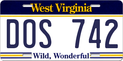 WV license plate DOS742