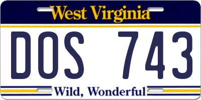 WV license plate DOS743