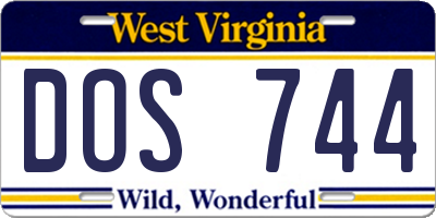 WV license plate DOS744