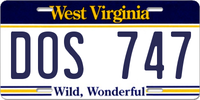 WV license plate DOS747