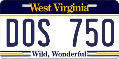 WV license plate DOS750