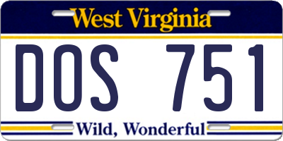 WV license plate DOS751