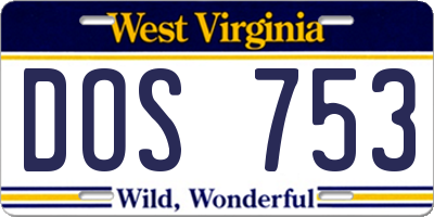 WV license plate DOS753