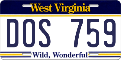 WV license plate DOS759