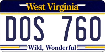 WV license plate DOS760