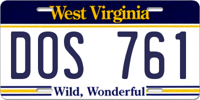 WV license plate DOS761