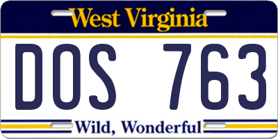 WV license plate DOS763