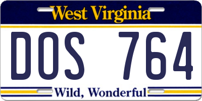 WV license plate DOS764