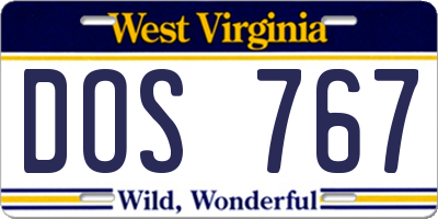 WV license plate DOS767