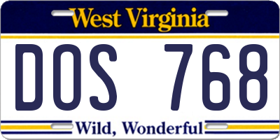 WV license plate DOS768